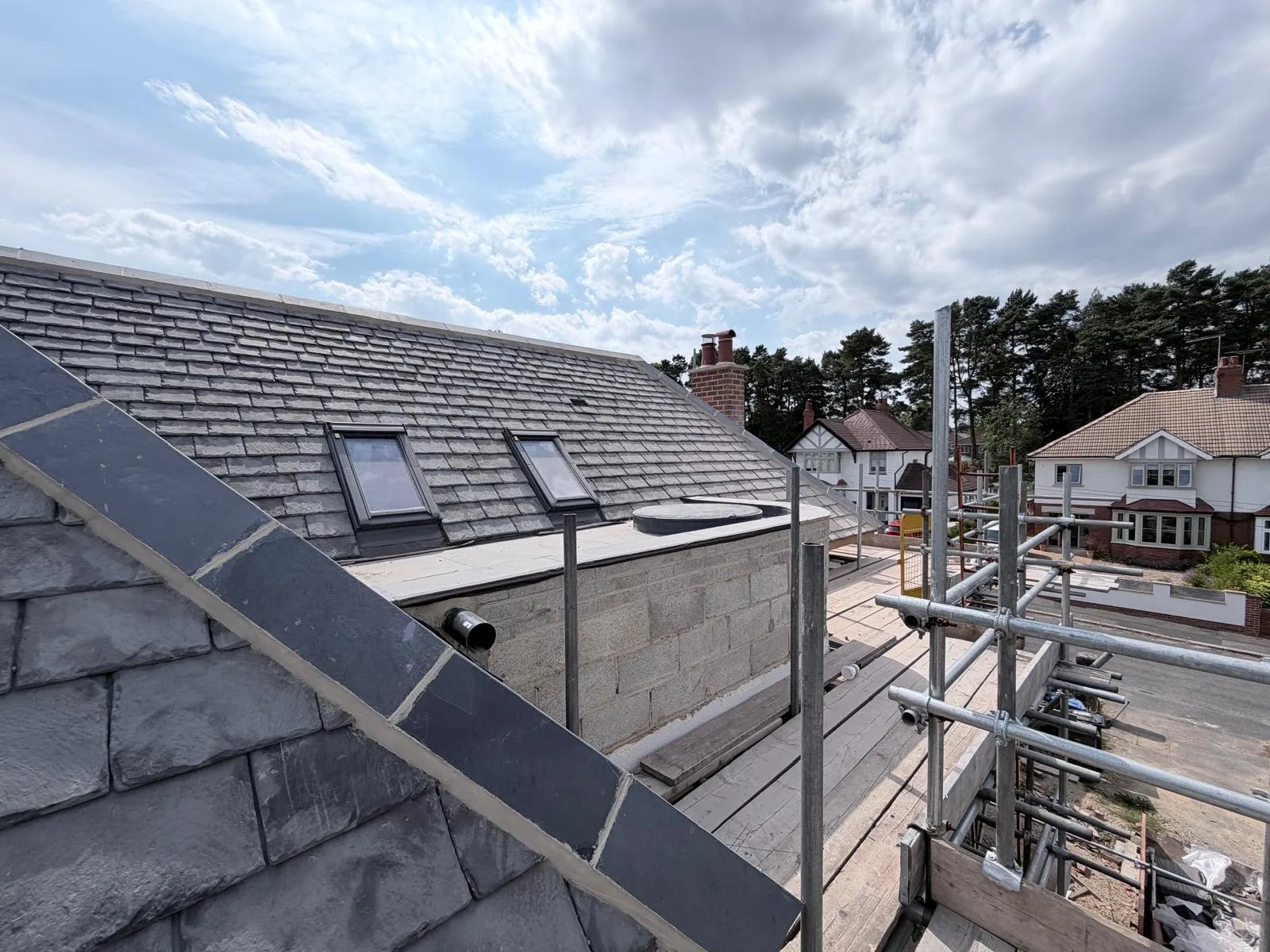 Finished slate roof with two rooflights